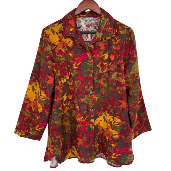 Habitat Tops - Habitat Sz Medium Wearable Art to Wear Autumn Fall Thanksgiving Shirt Top Artsy